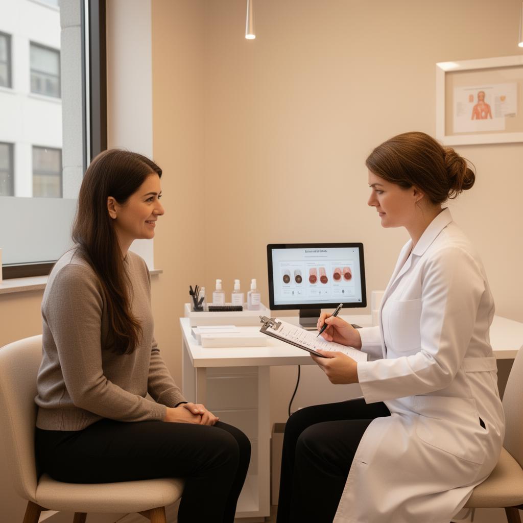 Doctor consulting with patient about hair restoration